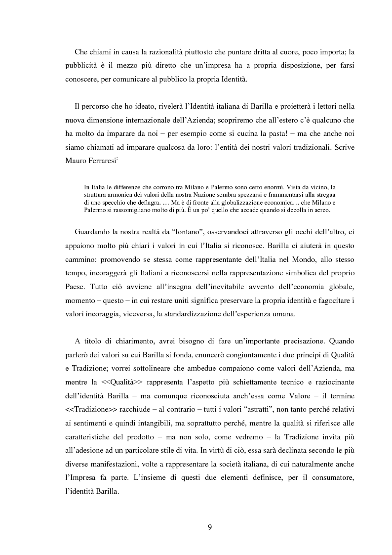 Anteprima della tesi: Pubblicità e identità globale - Il caso Barilla: Italia e Francia in raffronto attraverso l’analisi delle campagne televisive, Pagina 4