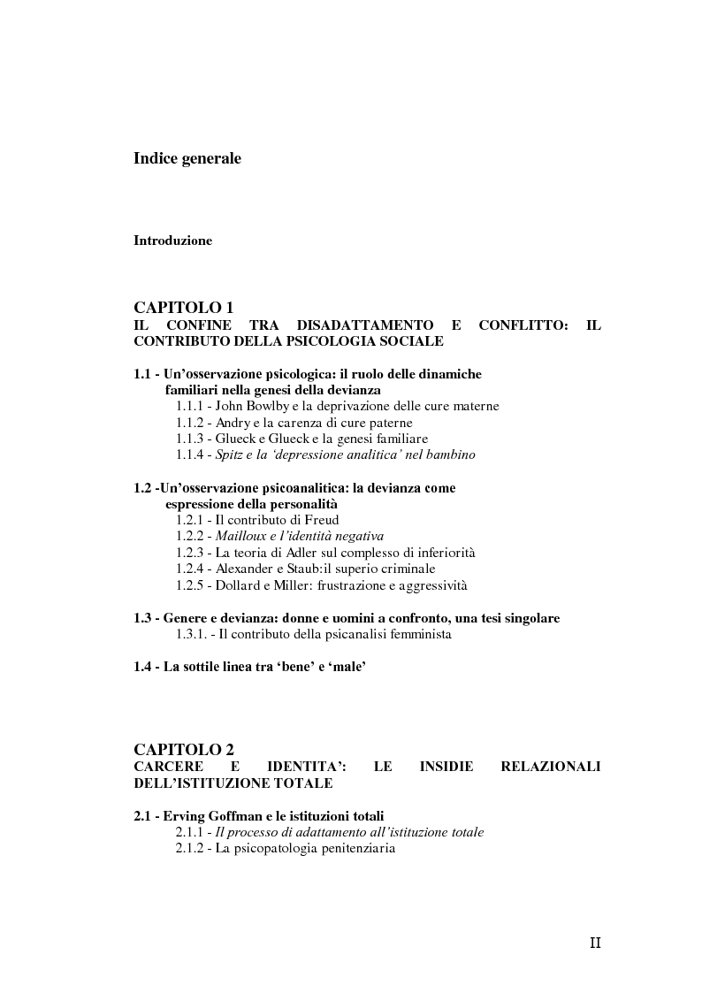 Indice della tesi: L'educazione in carcere: realtà o utopia?, Pagina 1