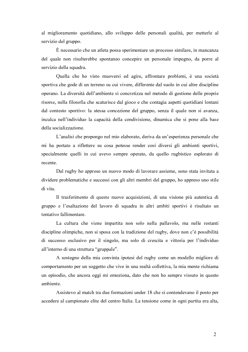 Anteprima della tesi: Il rugby come costruzione di uno spazio di socializzazione, Pagina 2