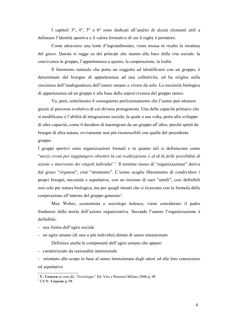 Anteprima della tesi: Il rugby come costruzione di uno spazio di socializzazione, Pagina 4
