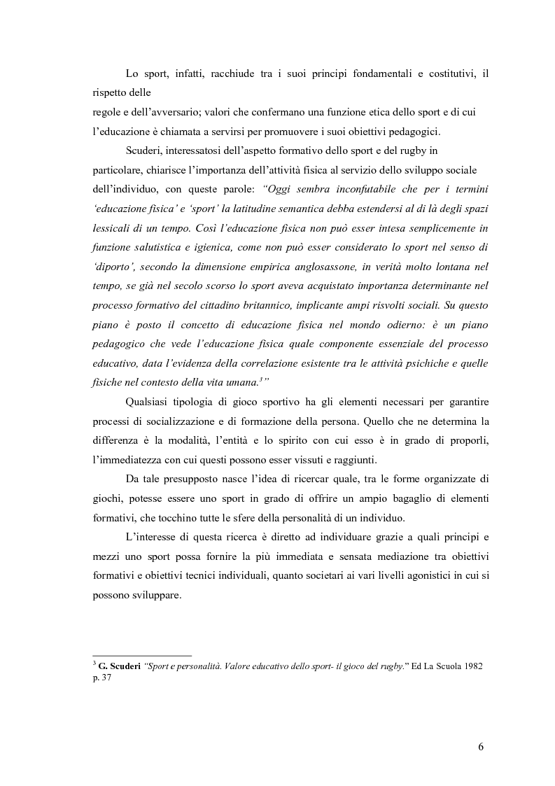 Anteprima della tesi: Il rugby come costruzione di uno spazio di socializzazione, Pagina 6