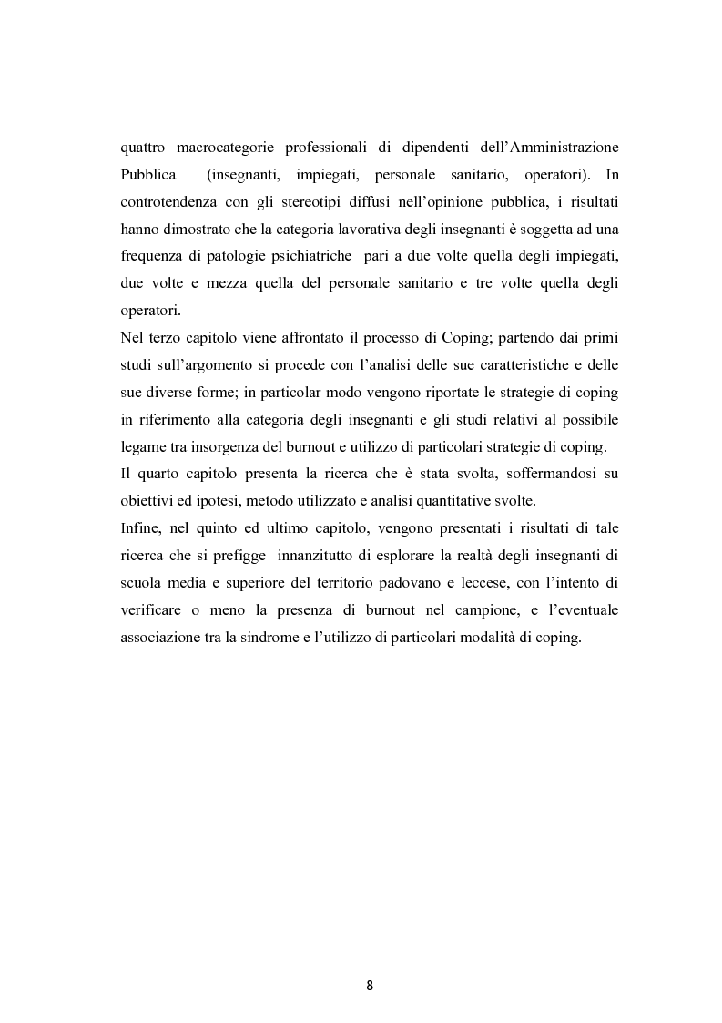 Anteprima della tesi: Burnout e coping in un campione di insegnanti, Pagina 2