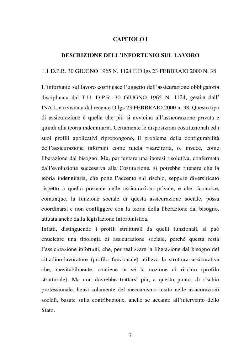 Anteprima della tesi: Modalità di risarcimento del danno in caso di infortunio sul lavoro da parte dell'Inail, Pagina 3