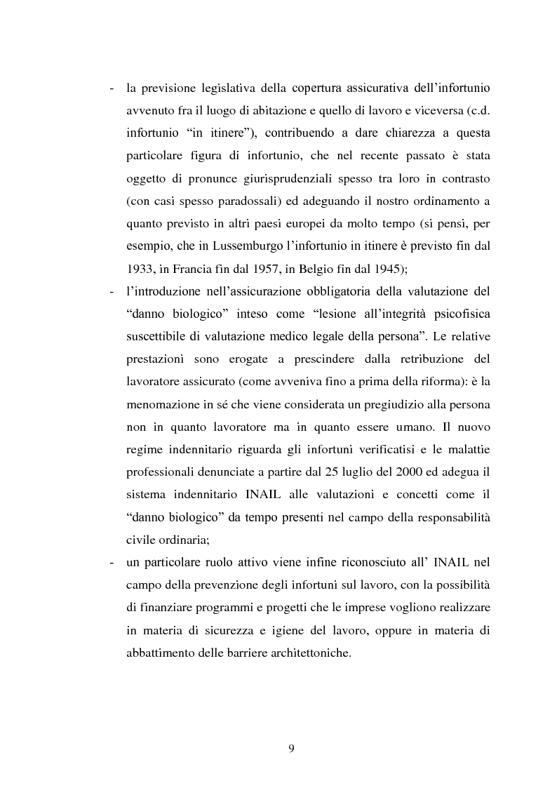 Anteprima della tesi: Modalità di risarcimento del danno in caso di infortunio sul lavoro da parte dell'Inail, Pagina 5