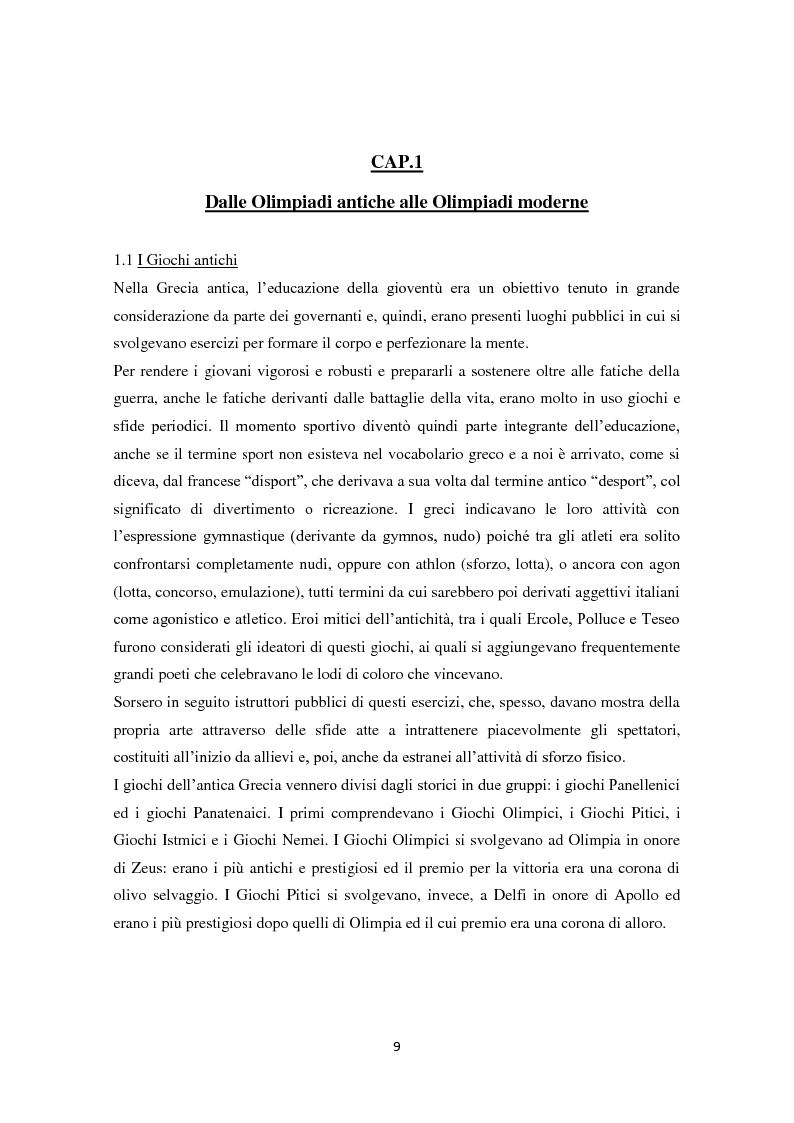 Anteprima della tesi: Le Olimpiadi: una lunga storia di sport, passioni, rinunce e... di politica, Pagina 5
