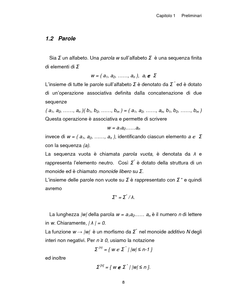 Anteprima della tesi: Progetto, analisi e implementazione in Java di un algoritmo efficiente per decidere l'univoca decifrabilità di linguaggi regolari, Pagina 8