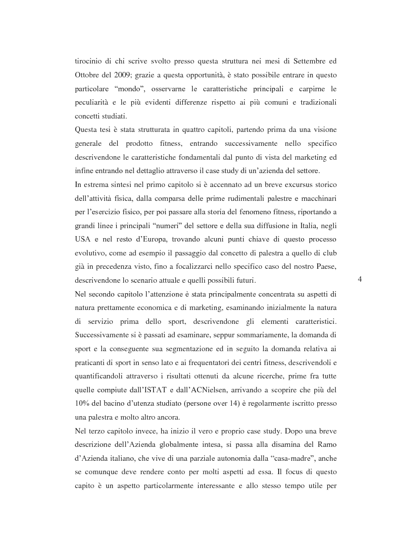Anteprima della tesi: Il prodotto fitness e analisi critica della multinazionale del benessere leader mondiale: il caso Fitness First Italia S.p.A., Pagina 2