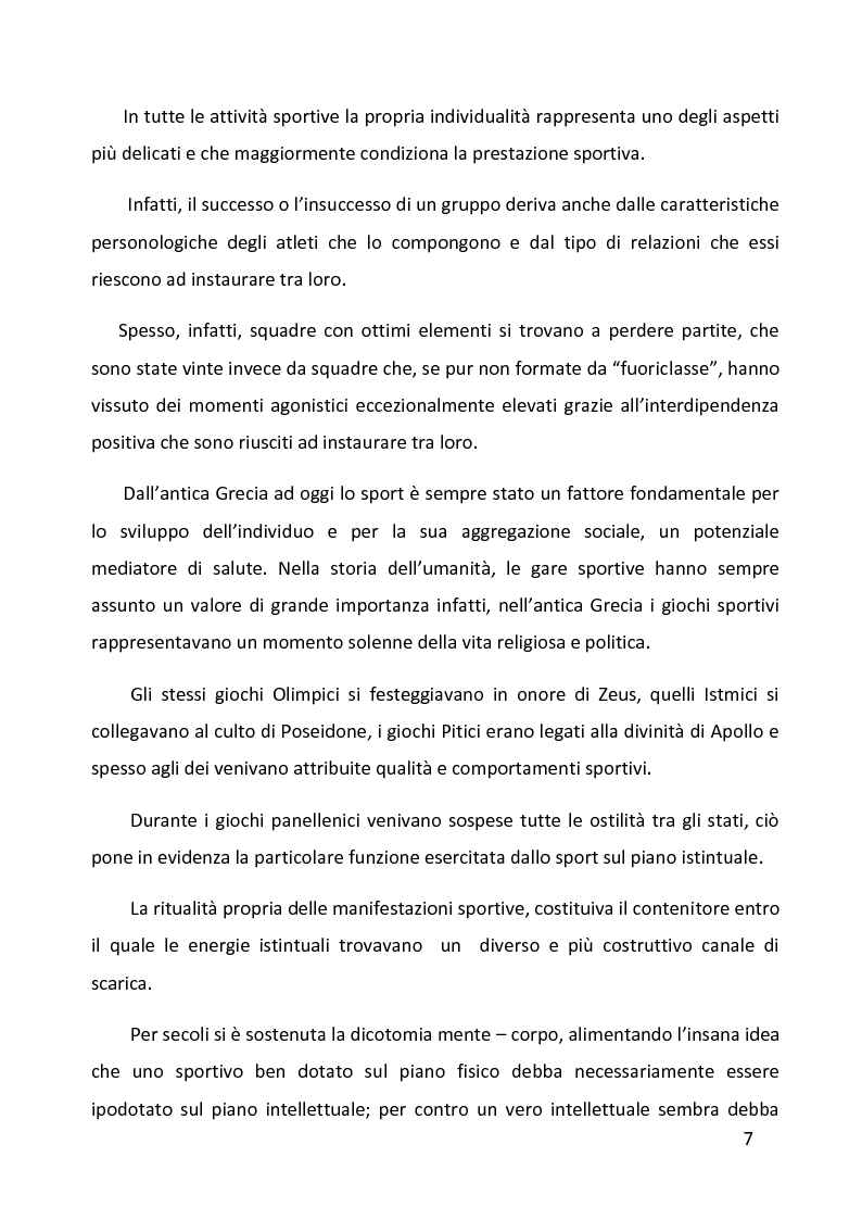 Anteprima della tesi: Ruolo delle variabili psicologiche nella prestazione sportiva di squadra. Una verifica empirica., Pagina 3