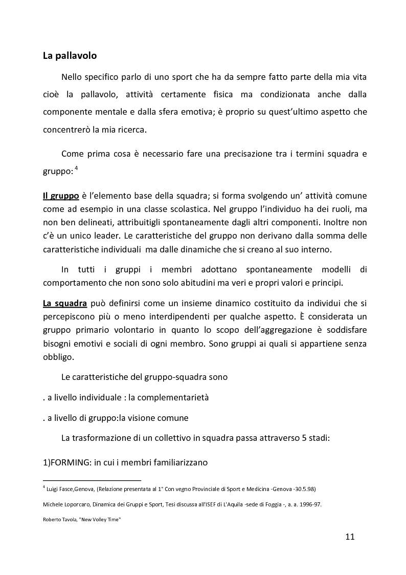Anteprima della tesi: Ruolo delle variabili psicologiche nella prestazione sportiva di squadra. Una verifica empirica., Pagina 7