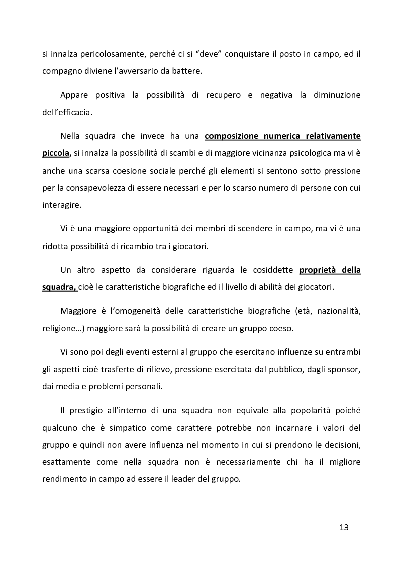 Anteprima della tesi: Ruolo delle variabili psicologiche nella prestazione sportiva di squadra. Una verifica empirica., Pagina 9