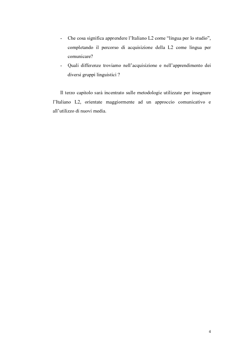 Anteprima della tesi: Insegnamento dell'italiano L2 nella scuola primaria: metodologie, progetti e applicazioni, Pagina 4