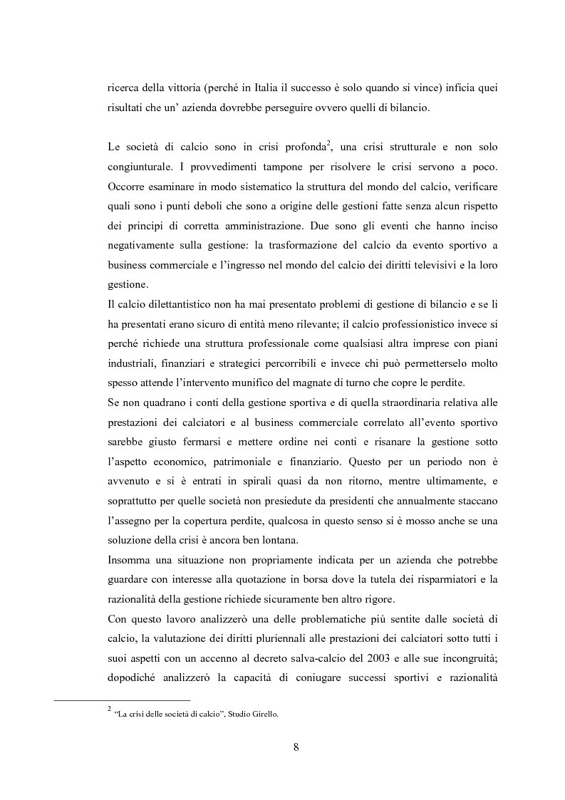 Anteprima della tesi: Profili contabili delle società calcistiche. Quale relazione tra successo sportivo e successo economico?, Pagina 2