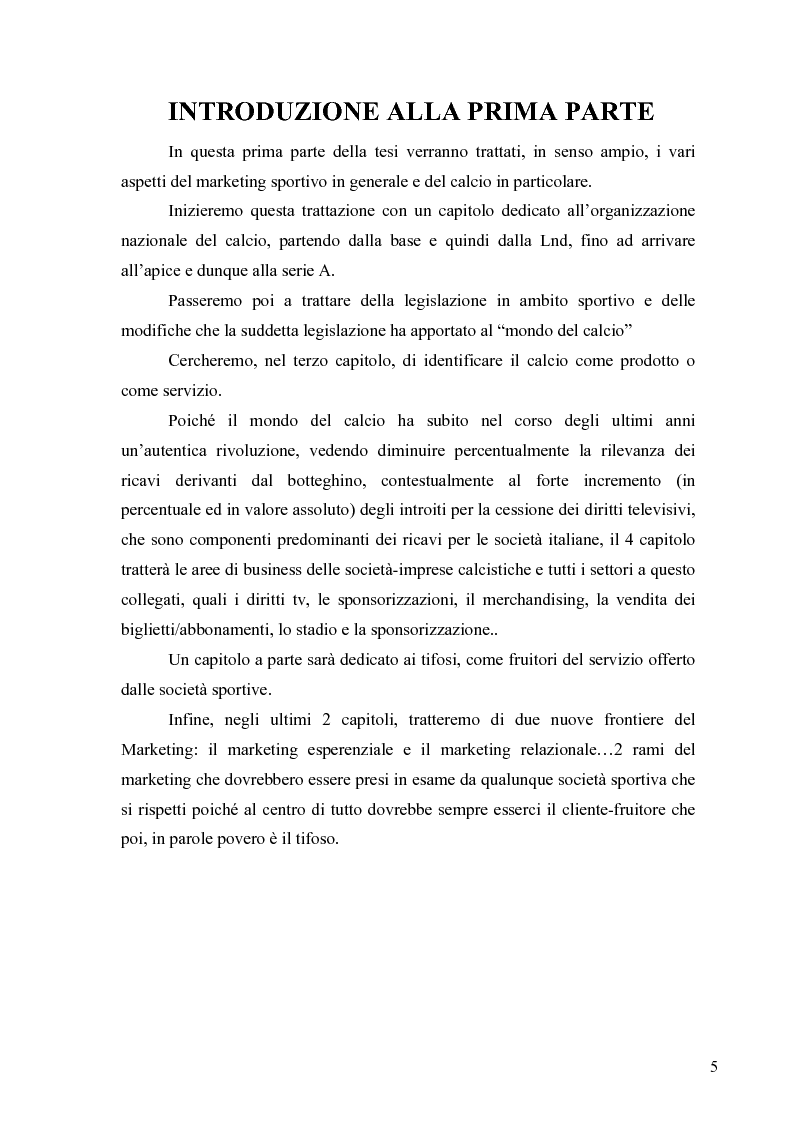Anteprima della tesi: Il marketing nel pallone... le strategie adottate dall'U.S. Città di Palermo. Analisi e confronto con altre realtà calcistiche italiane, Pagina 5