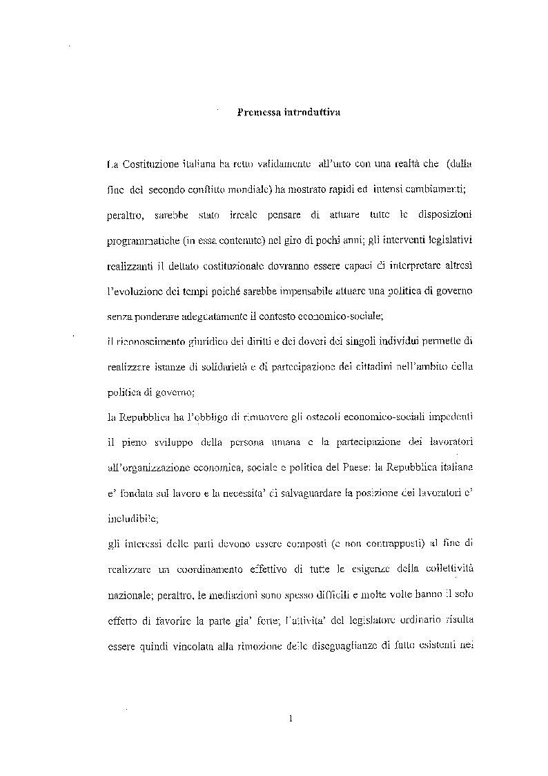 Anteprima della tesi: Legittimità del patto di declassamento in luogo del licenziamento, Pagina 1