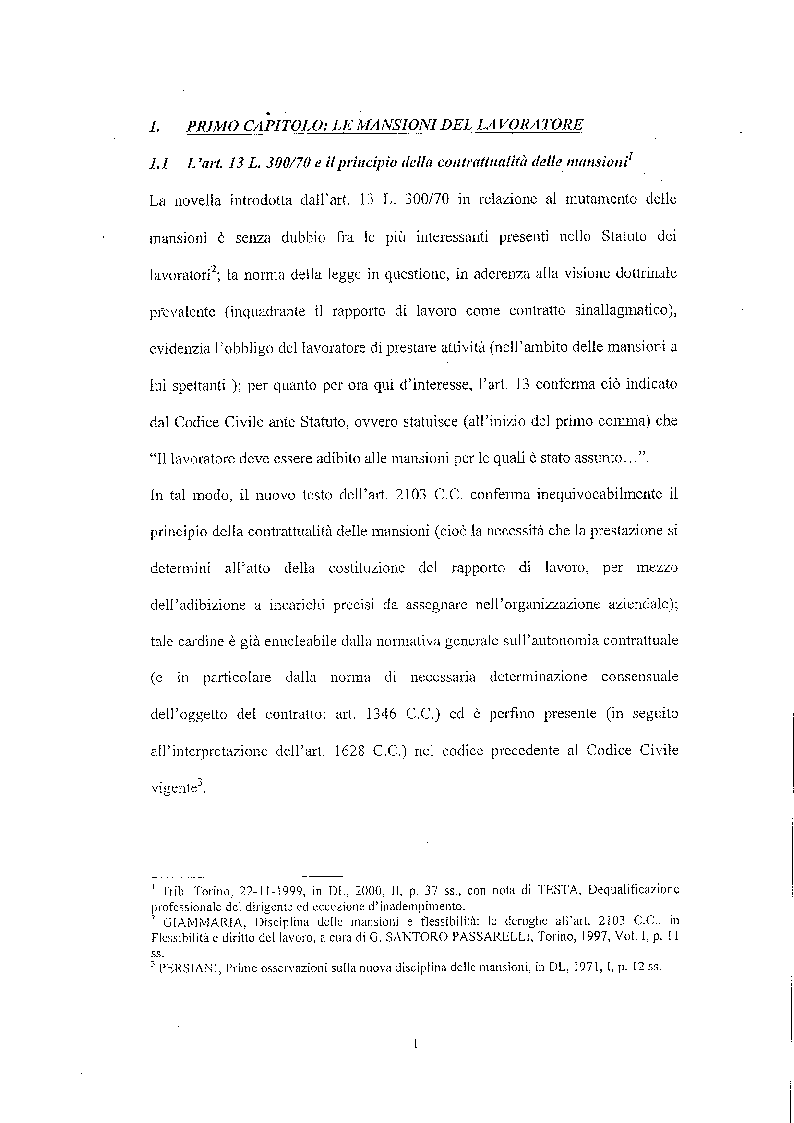 Anteprima della tesi: Legittimità del patto di declassamento in luogo del licenziamento, Pagina 4
