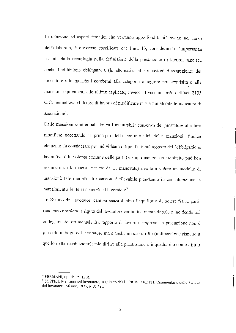 Anteprima della tesi: Legittimità del patto di declassamento in luogo del licenziamento, Pagina 5