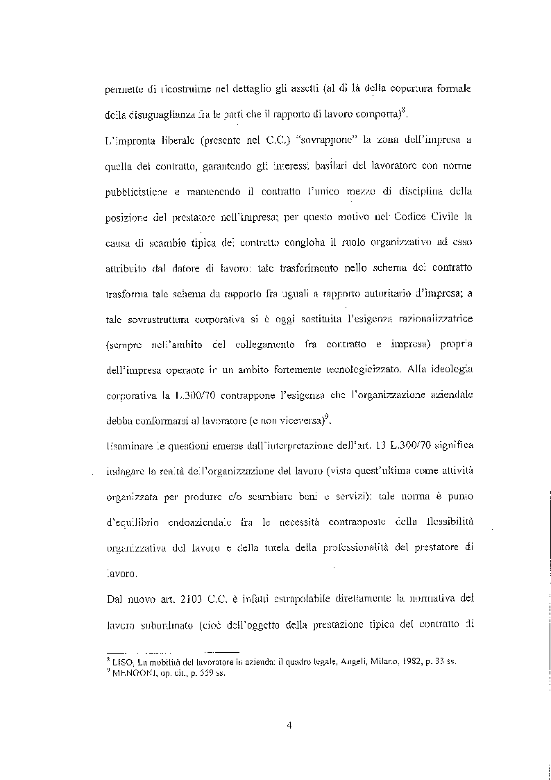 Anteprima della tesi: Legittimità del patto di declassamento in luogo del licenziamento, Pagina 7