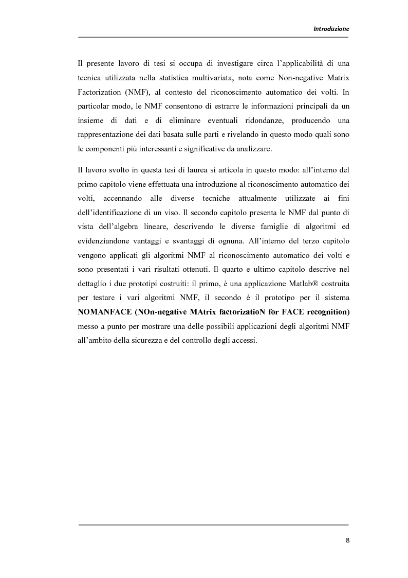 Anteprima della tesi: Un prototipo per il sistema NOMANFACE (NOn-negative MAtrix factorizatioN for FACE recognition), Pagina 2
