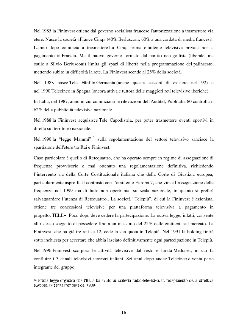 Anteprima della tesi: Sinergie e strategie di riposizionamento dei grandi player tv italiani, Pagina 13