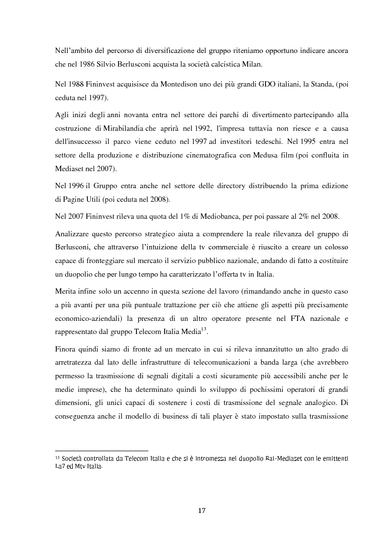 Anteprima della tesi: Sinergie e strategie di riposizionamento dei grandi player tv italiani, Pagina 14