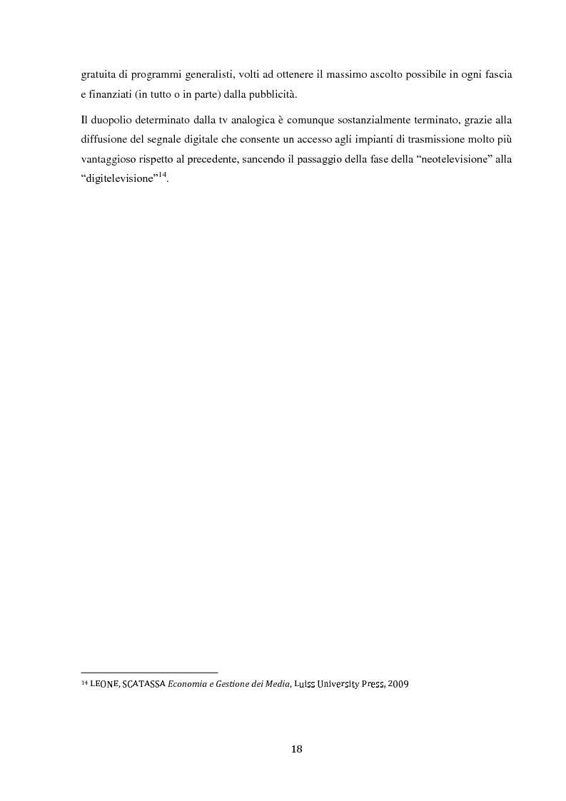 Anteprima della tesi: Sinergie e strategie di riposizionamento dei grandi player tv italiani, Pagina 15