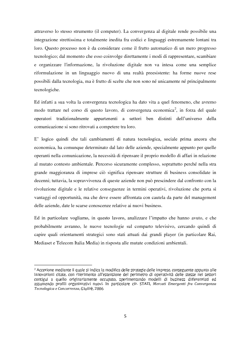 Anteprima della tesi: Sinergie e strategie di riposizionamento dei grandi player tv italiani, Pagina 2