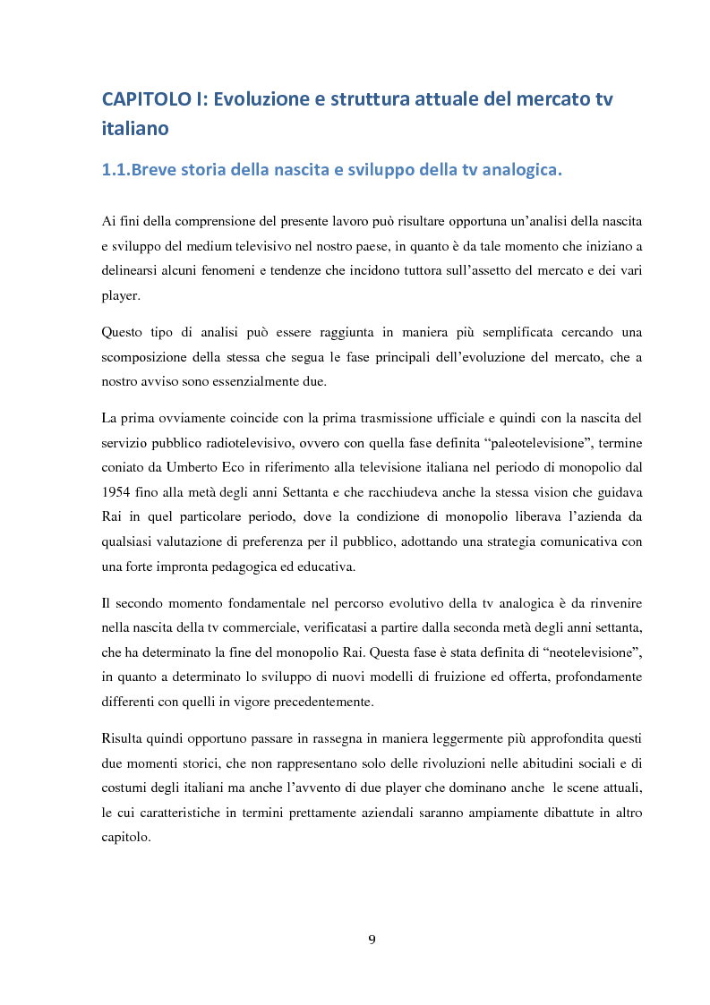 Anteprima della tesi: Sinergie e strategie di riposizionamento dei grandi player tv italiani, Pagina 6