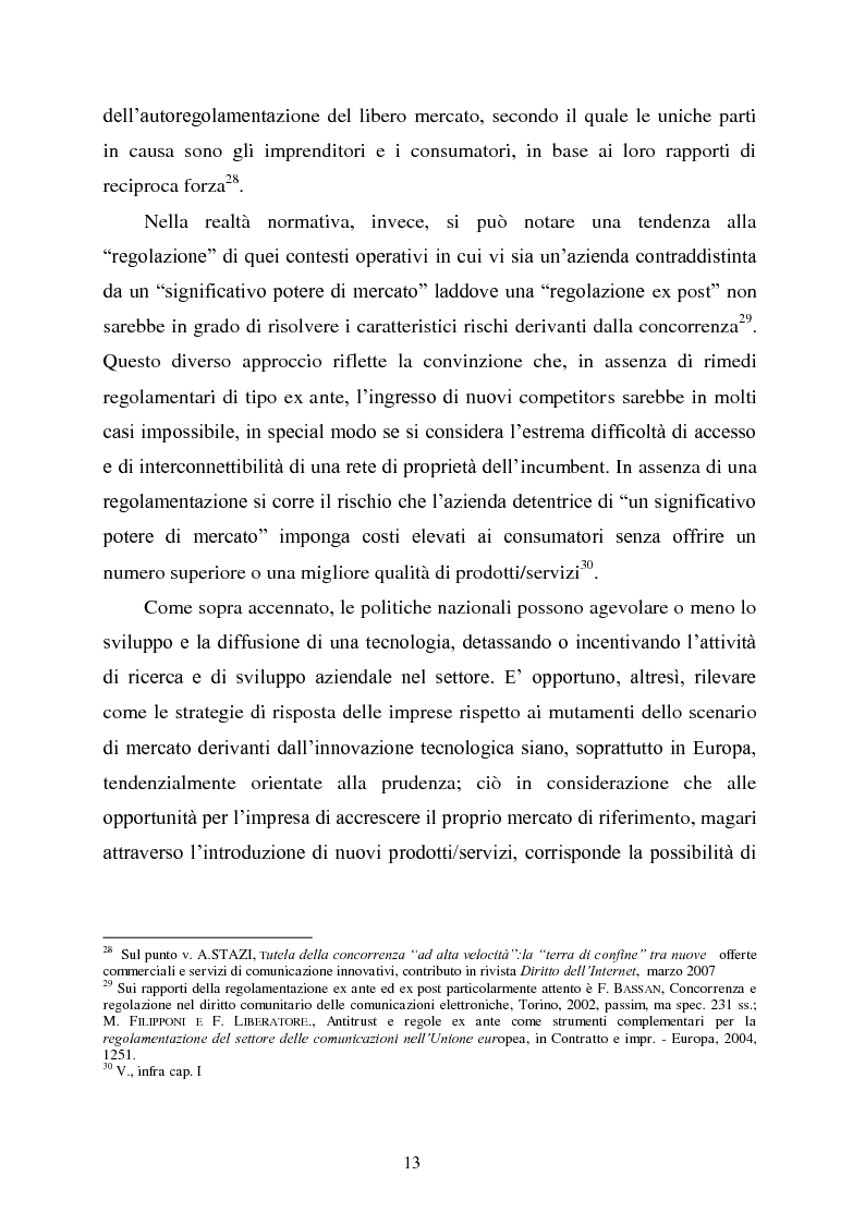 Anteprima della tesi: Innovazione e concorrenza nei mercati delle telecomunicazioni. La separazione delle reti Telecom., Pagina 10