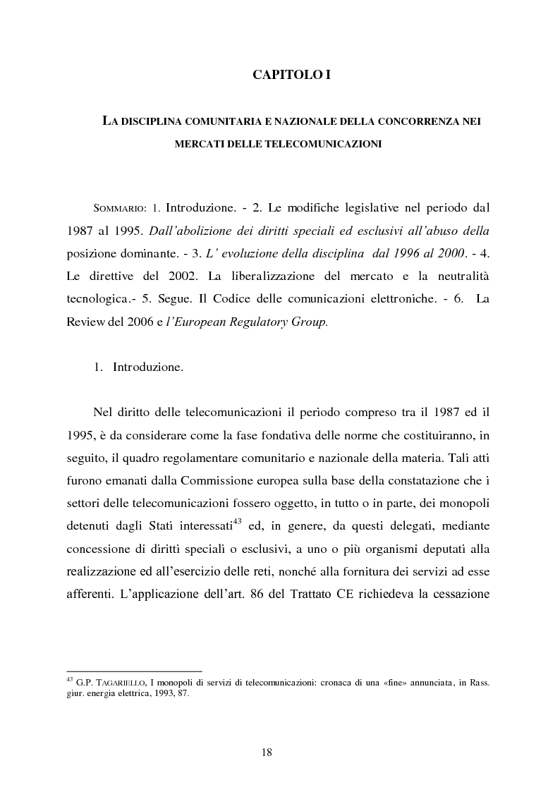 Anteprima della tesi: Innovazione e concorrenza nei mercati delle telecomunicazioni. La separazione delle reti Telecom., Pagina 15
