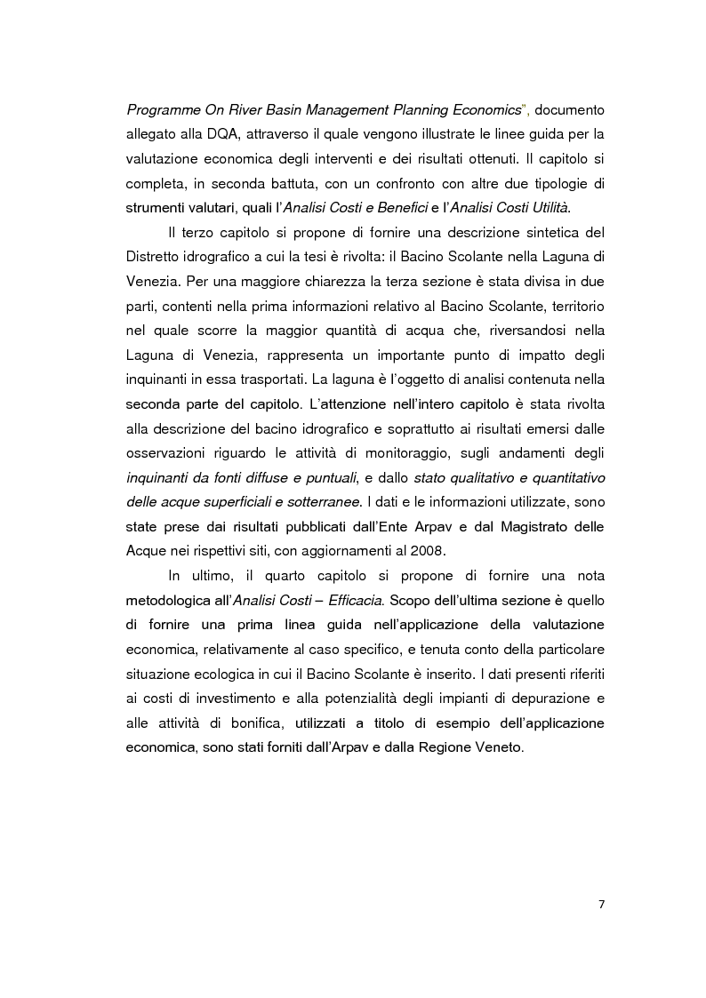 Anteprima della tesi: La Direttiva Quadro 2000/60 Ce e il Bacino scolante nella Laguna di Venezia: un approccio all'analisi costi - efficacia, Pagina 2