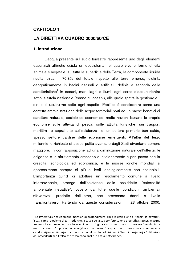 Anteprima della tesi: La Direttiva Quadro 2000/60 Ce e il Bacino scolante nella Laguna di Venezia: un approccio all'analisi costi - efficacia, Pagina 3