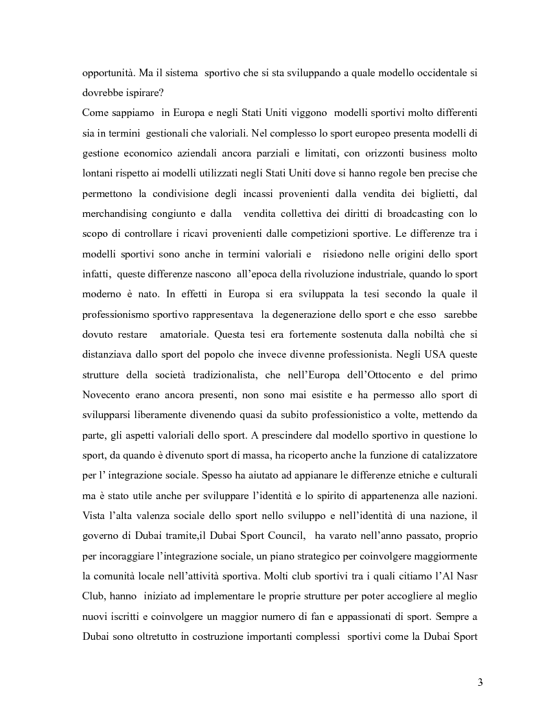 Anteprima della tesi: L'industria sportiva a Dubai e negli Emirati Arabi Uniti, Pagina 2