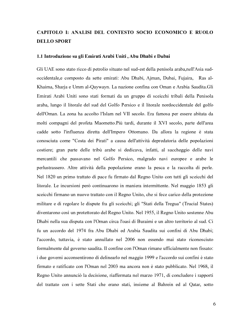 Anteprima della tesi: L'industria sportiva a Dubai e negli Emirati Arabi Uniti, Pagina 5