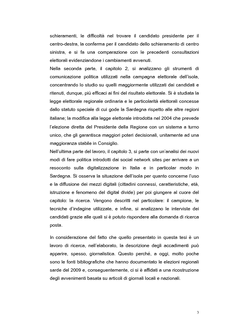 Anteprima della tesi: Elezioni regionali Sardegna 2009: analisi degli strumenti di comunicazione politica, Pagina 3