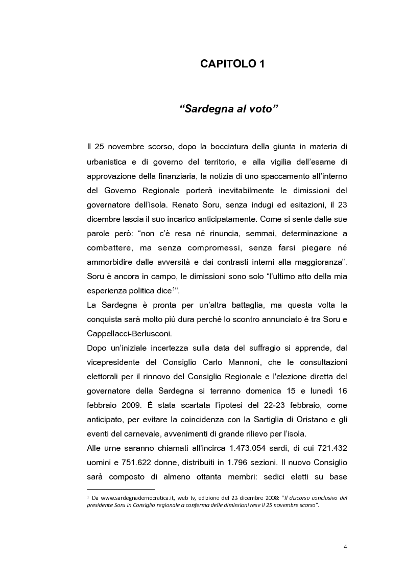 Anteprima della tesi: Elezioni regionali Sardegna 2009: analisi degli strumenti di comunicazione politica, Pagina 4