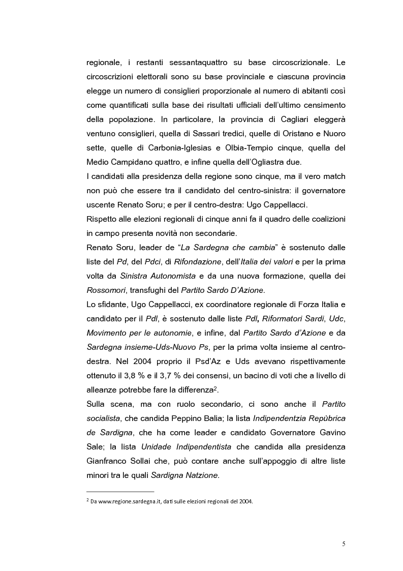 Anteprima della tesi: Elezioni regionali Sardegna 2009: analisi degli strumenti di comunicazione politica, Pagina 5