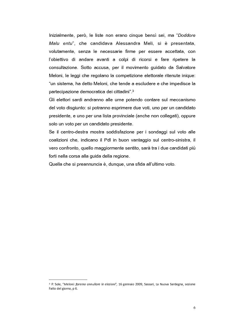 Anteprima della tesi: Elezioni regionali Sardegna 2009: analisi degli strumenti di comunicazione politica, Pagina 6