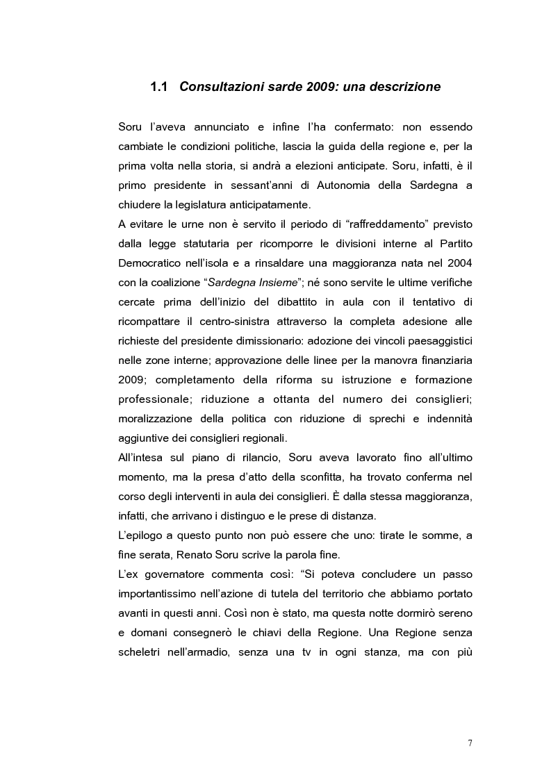 Anteprima della tesi: Elezioni regionali Sardegna 2009: analisi degli strumenti di comunicazione politica, Pagina 7