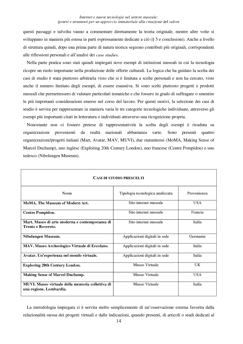 Anteprima della tesi: Internet e nuove tecnologie nel settore museale: ipotesi e strumenti per un approccio immateriale alla creazione del valore, Pagina 10