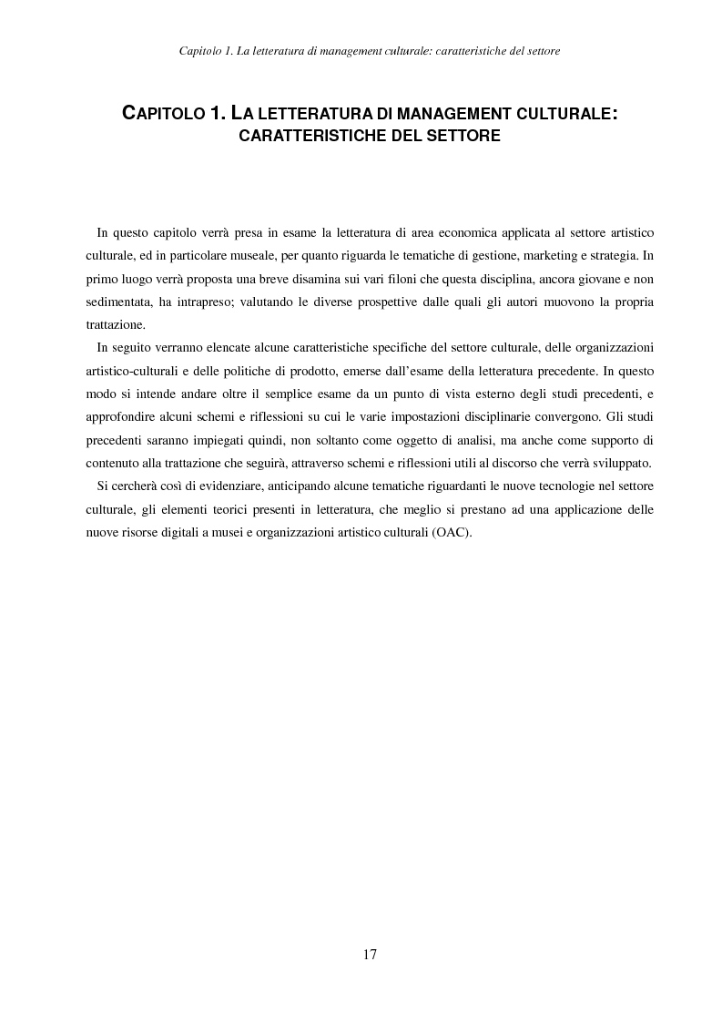Anteprima della tesi: Internet e nuove tecnologie nel settore museale: ipotesi e strumenti per un approccio immateriale alla creazione del valore, Pagina 13