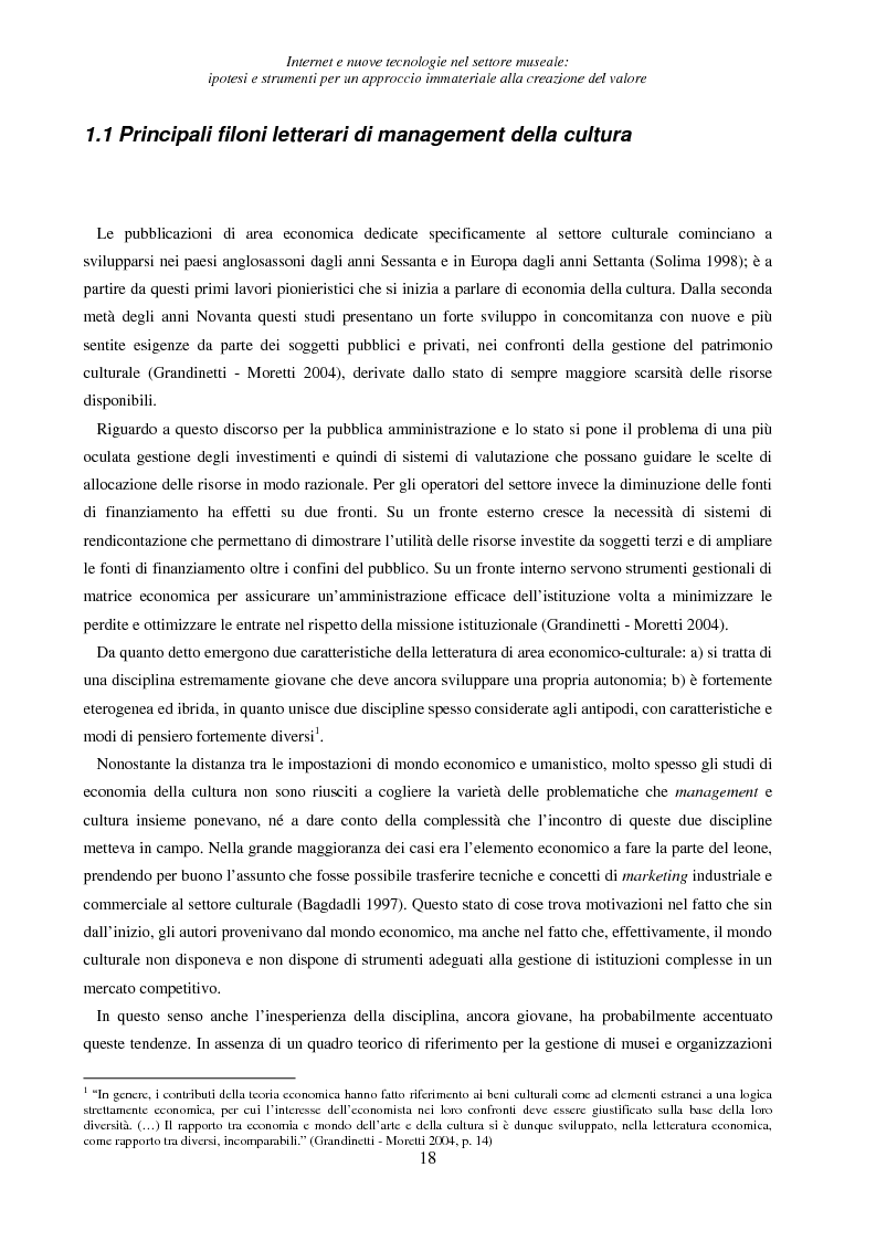 Anteprima della tesi: Internet e nuove tecnologie nel settore museale: ipotesi e strumenti per un approccio immateriale alla creazione del valore, Pagina 14