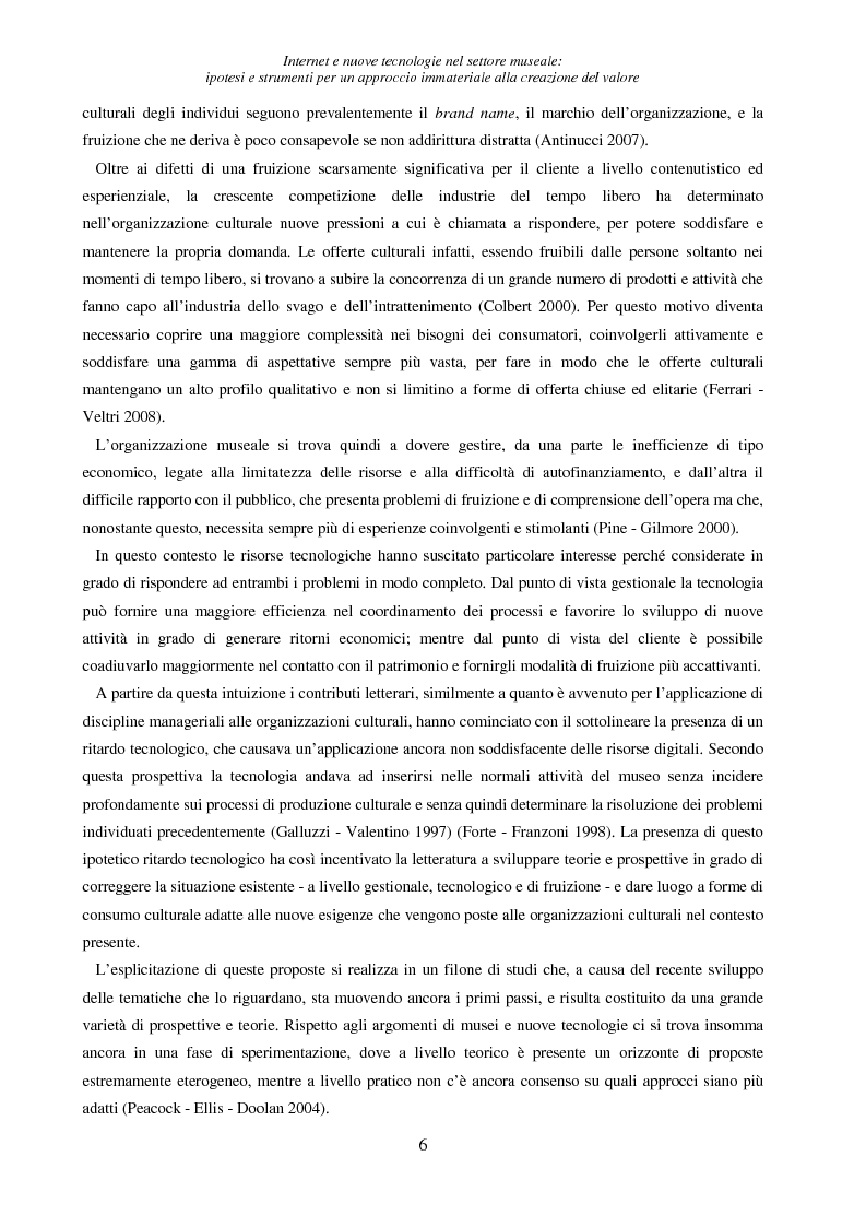 Anteprima della tesi: Internet e nuove tecnologie nel settore museale: ipotesi e strumenti per un approccio immateriale alla creazione del valore, Pagina 2