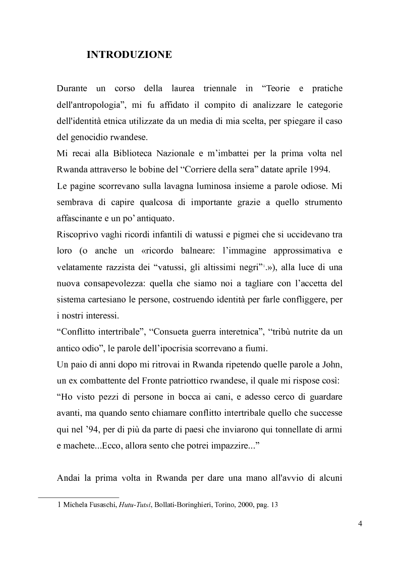 Anteprima della tesi: Voci e sguardi del Rwanda. Il genocidio tra distorsioni giornalistiche e rappresentazioni rwandesi., Pagina 2