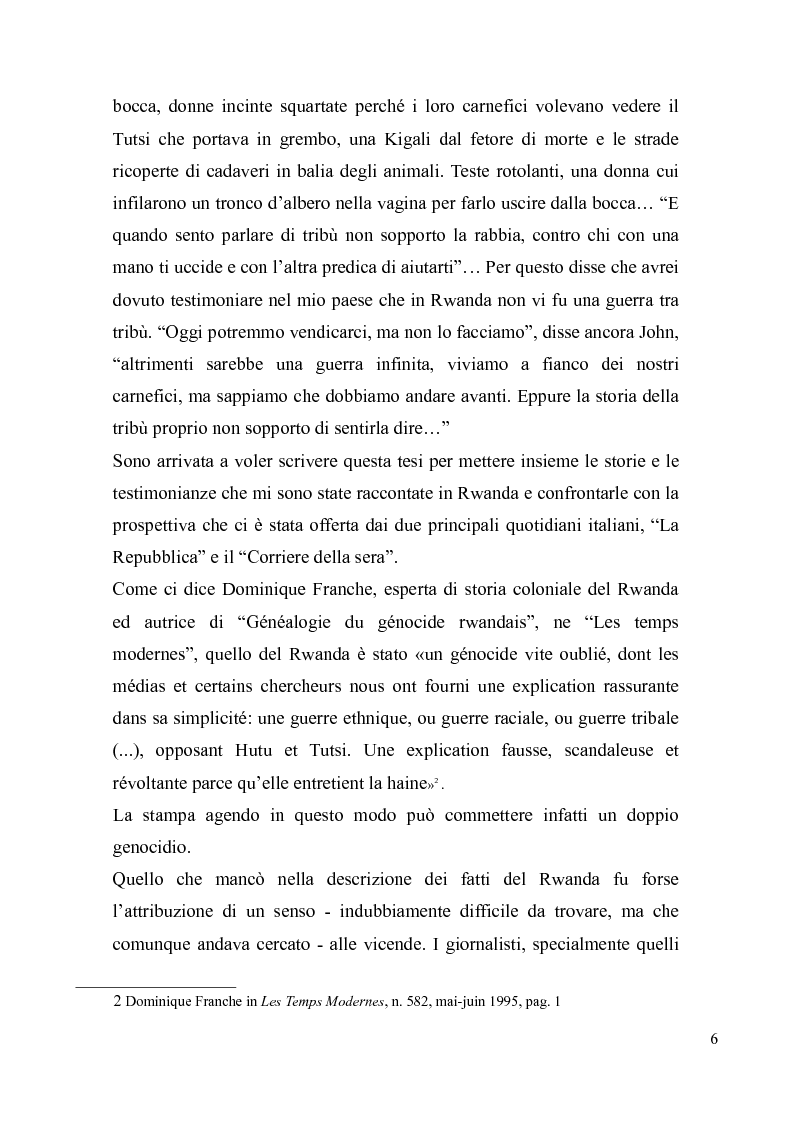 Anteprima della tesi: Voci e sguardi del Rwanda. Il genocidio tra distorsioni giornalistiche e rappresentazioni rwandesi., Pagina 4