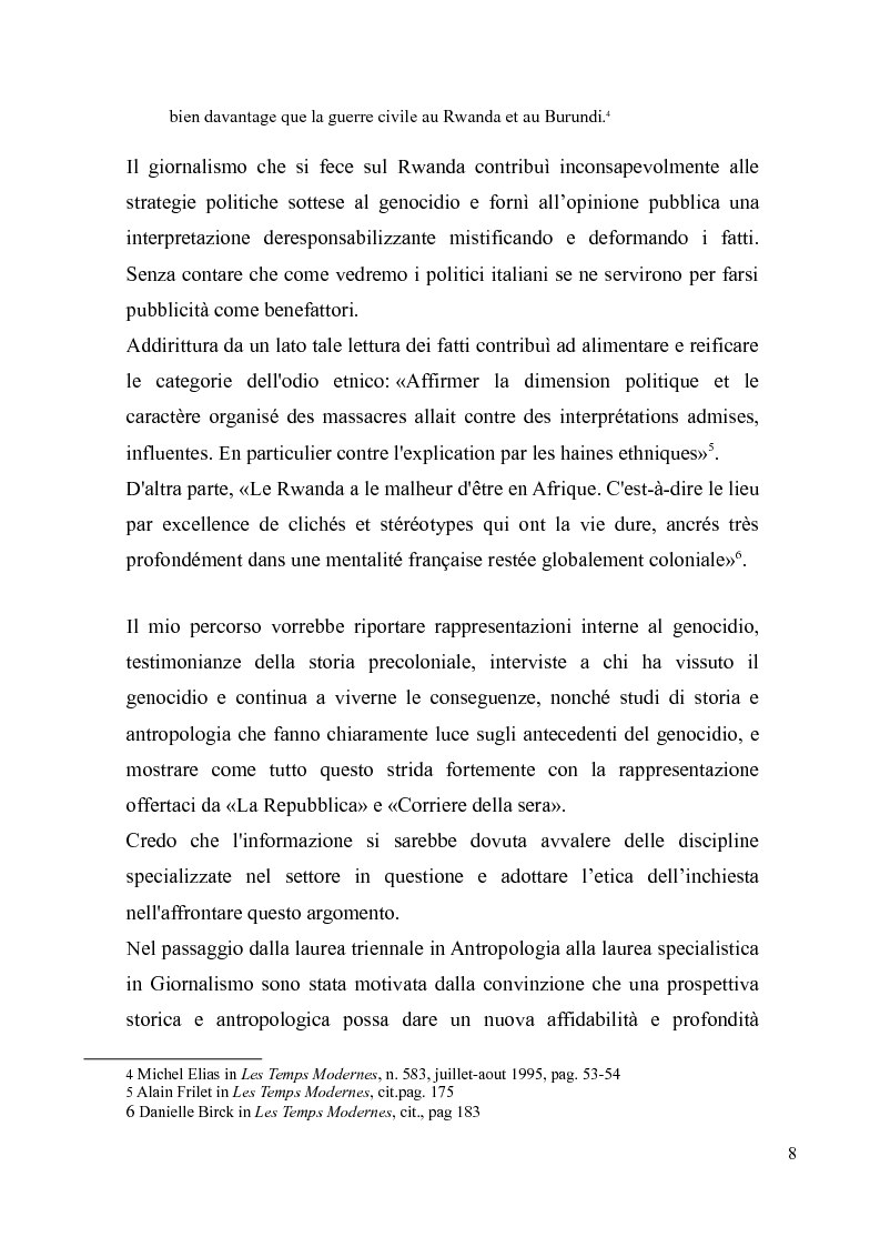 Anteprima della tesi: Voci e sguardi del Rwanda. Il genocidio tra distorsioni giornalistiche e rappresentazioni rwandesi., Pagina 6