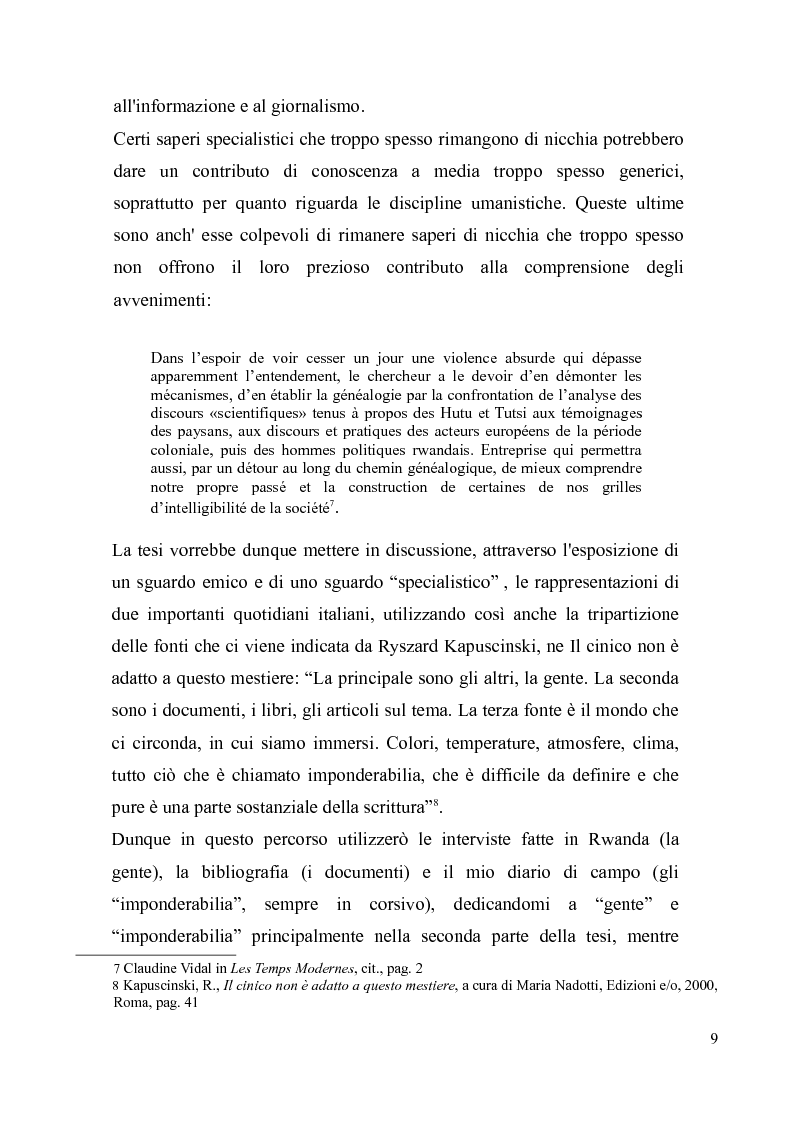 Anteprima della tesi: Voci e sguardi del Rwanda. Il genocidio tra distorsioni giornalistiche e rappresentazioni rwandesi., Pagina 7