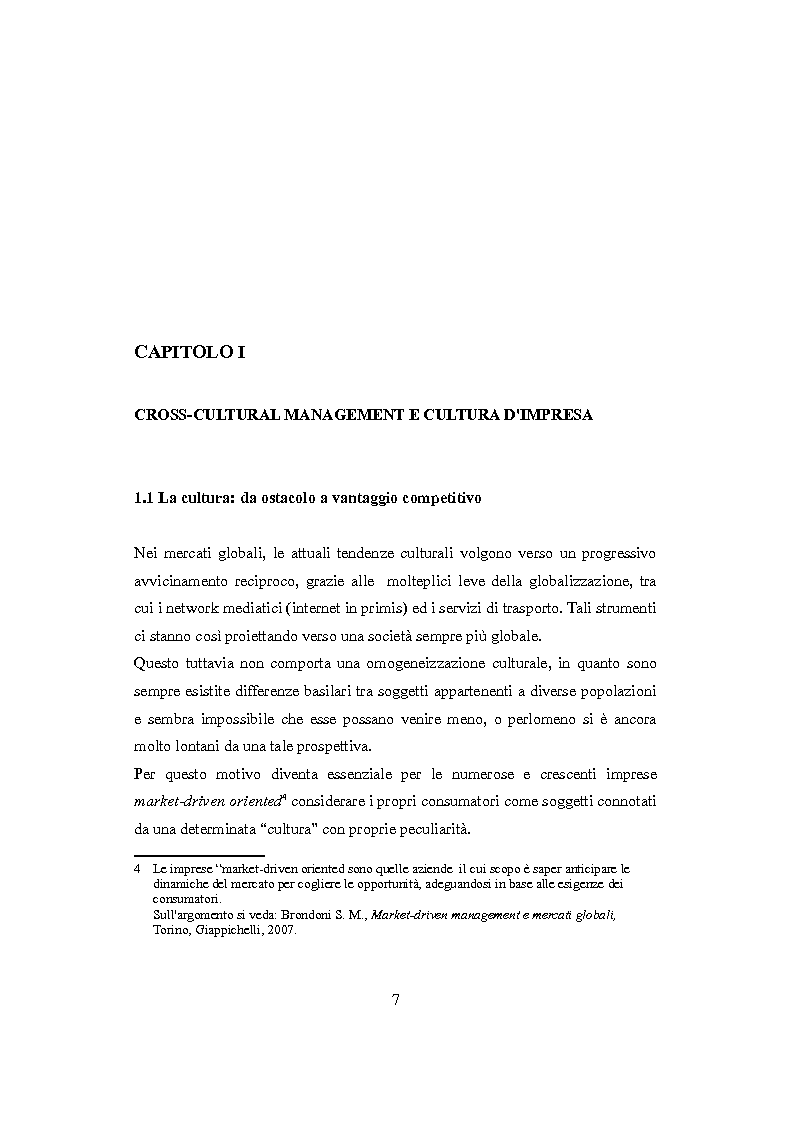 Anteprima della tesi: Culture nazionali e gestione d'impresa: il cross-cultural management, Pagina 3
