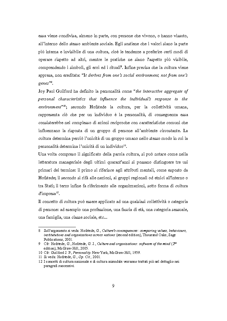 Anteprima della tesi: Culture nazionali e gestione d'impresa: il cross-cultural management, Pagina 5