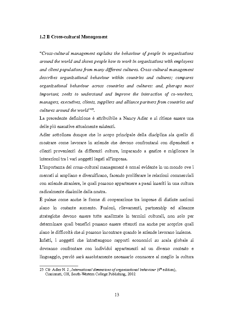 Anteprima della tesi: Culture nazionali e gestione d'impresa: il cross-cultural management, Pagina 9
