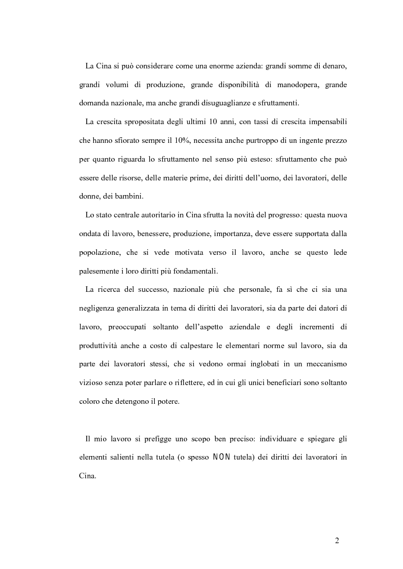 Anteprima della tesi: La tutela del lavoro nel quadro dell'attuale sistema produttivo in Cina, Pagina 2